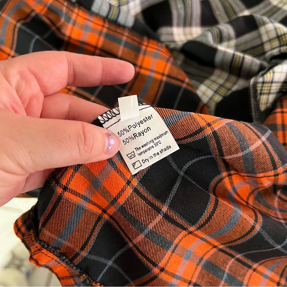 2/$15 Chic Grunge Plaid Button-Down Shirt | Black Red White Alt Style XL - Picture 7 of 7